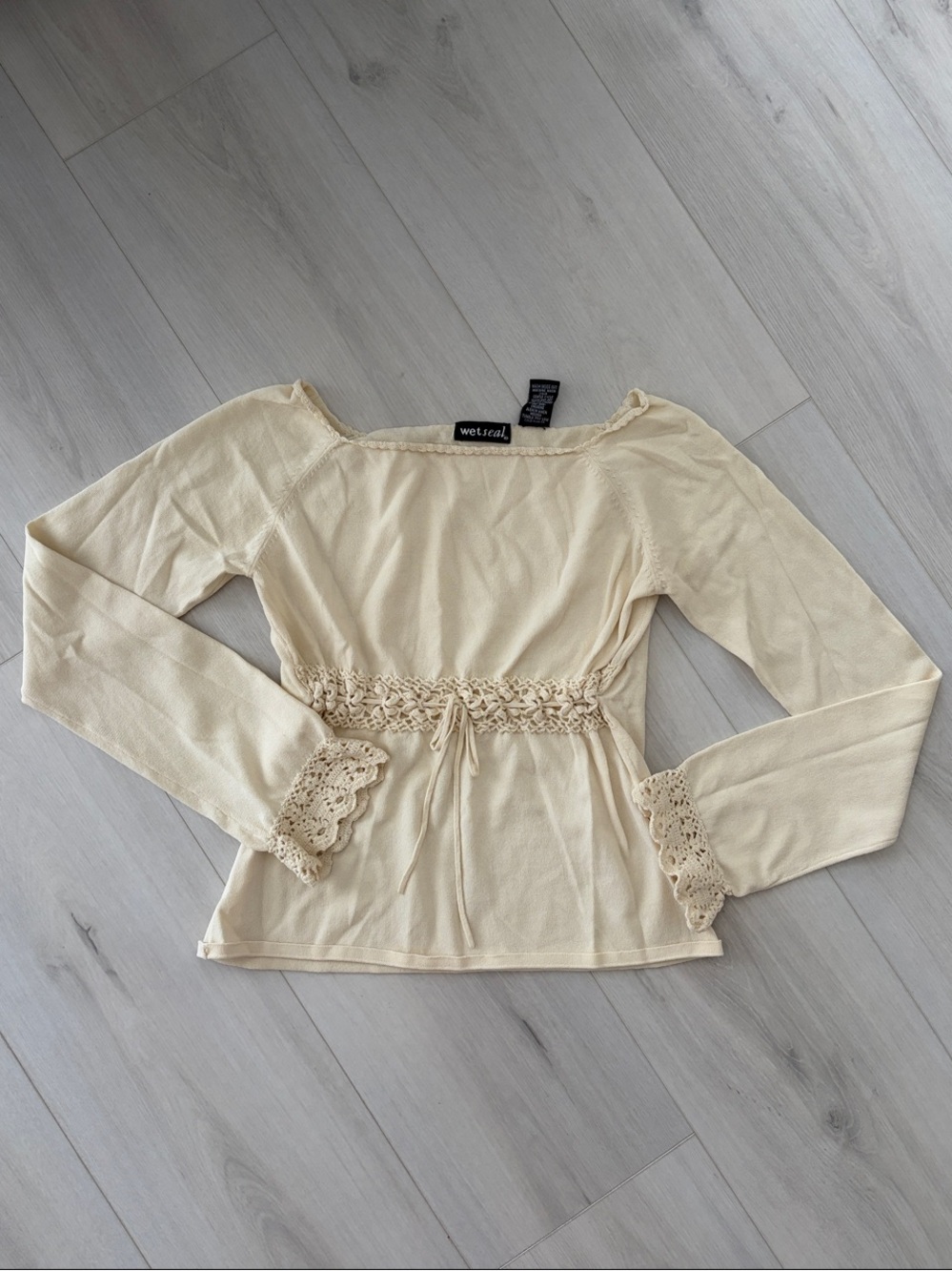 Wet Seal Cream Lace-Trim top